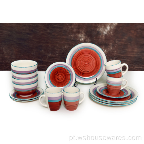 16 pcs mão pintura jantar conjunto de porcelana